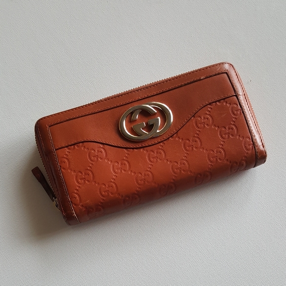 Gucci Handbags - Gucci Guccissima Sukey Orange Zippy Long Wallet